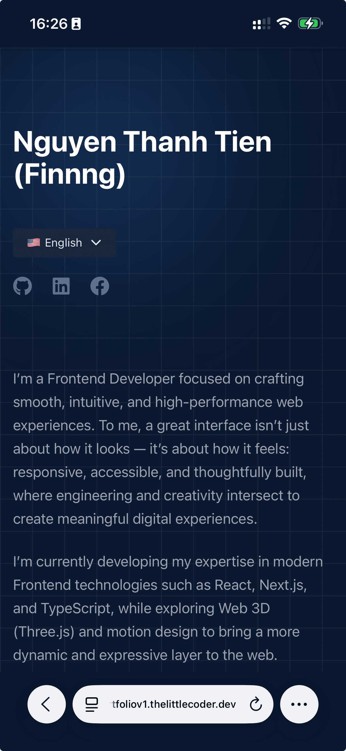 The Little Coder Portfolio v1 mobile preview