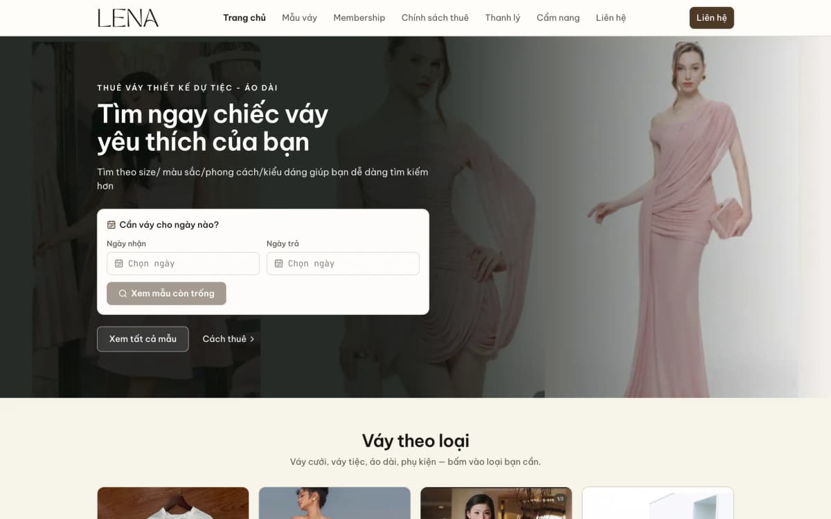 Ảnh xem trước LENA Bridal — Hệ thống quản lý cho thuê váy cưới
